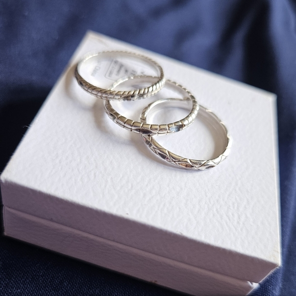 Vintage Sterling Silver Stacking Rings Set Of 3 Size 6 - Picture 4 of 9